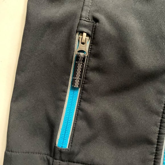 Lands' End Kids Fleece Lined Jacket size Small 4 Black Blue Zip Trim Wind Resist - Picture 4 of 6